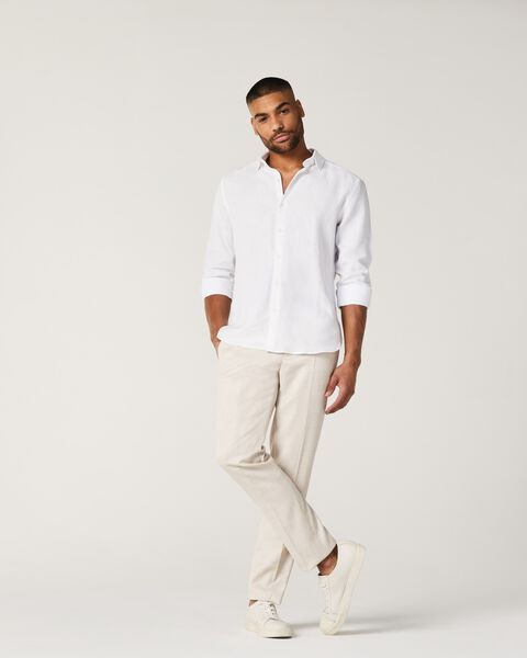 Mens White Linen Long Sleeve Shirt